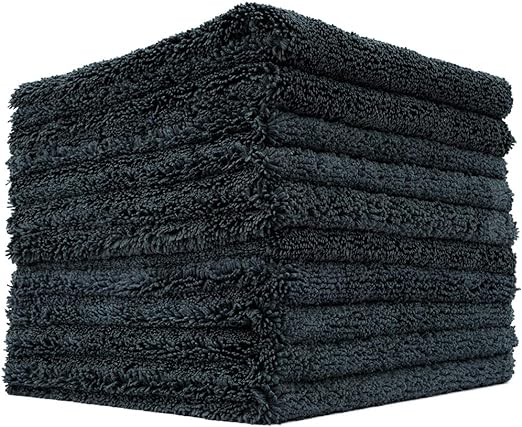 The Rag Company Creature Edgeless 16 x 16 70/30 All Purpose Microfibre Towel - Black (10 Pack)