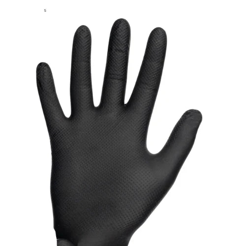 Tough Glove BLACK Gator Gripz Nitrile Gloves (50 Pack, Size Large)