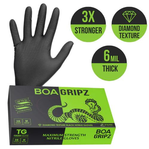 Tough Glove Boa Gripz Nitrile Gloves (50 Pack, Various Sizes)