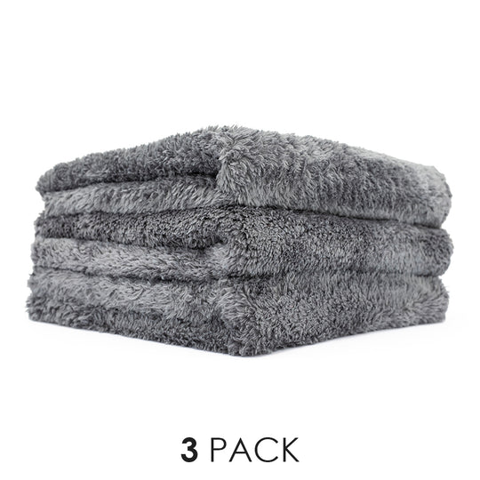 The Rag Company Eagle Edgeless 600 16 x 16 Plush Microfibre Towel - Dark Grey (3 Pack)