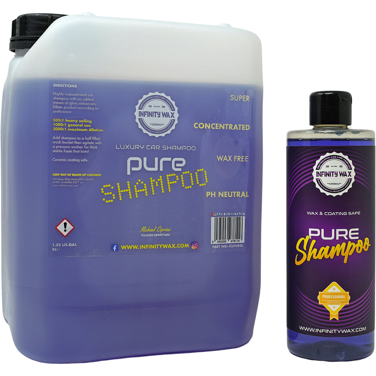 Infinity Wax Pure Shampoo (500ml or 5 Litres)