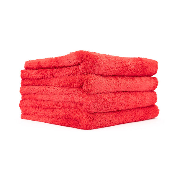 The Rag Company Eagle Edgeless 500 16 x 16 Plush Microfibre Towel - Red (4 Pack)